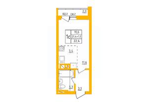 Студия квартира, строящийся дом, 22м2, 19/27 этаж