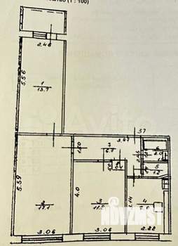 3-к квартира, вторичка, 59м2, 1/9 этаж