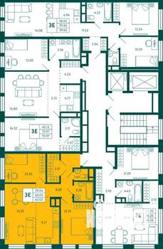 2-к квартира, строящийся дом, 65м2, 9/10 этаж
