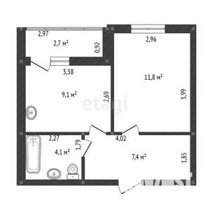 1-к квартира, вторичка, 32м2, 3/14 этаж