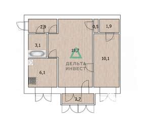 2-к квартира, вторичка, 45м2, 2/5 этаж