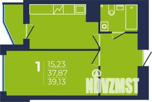 1-к квартира, строящийся дом, 39м2, 9/25 этаж