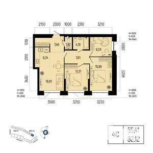 4-к квартира, вторичка, 82м2, 22/25 этаж