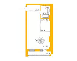1-к квартира, вторичка, 53м2, 5/16 этаж