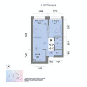 2-к квартира, вторичка, 47м2, 8/13 этаж
