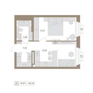 1-к квартира, вторичка, 39м2, 10/20 этаж