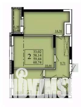 2-к квартира, вторичка, 59м2, 12/21 этаж