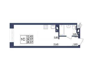 Студия квартира, строящийся дом, 27м2, 13/34 этаж