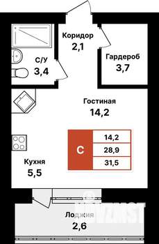 1-к квартира, вторичка, 32м2, 5/8 этаж