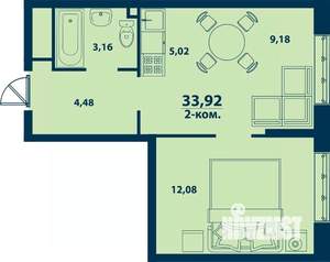 2-к квартира, вторичка, 34м2, 1/24 этаж