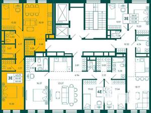 2-к квартира, строящийся дом, 64м2, 9/12 этаж