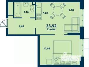 2-к квартира, вторичка, 34м2, 20/24 этаж