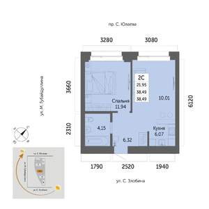 2-к квартира, вторичка, 38м2, 16/32 этаж