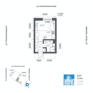 1-к квартира, вторичка, 24м2, 2/20 этаж