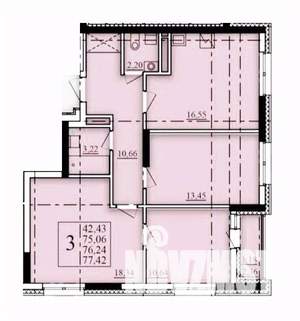 3-к квартира, строящийся дом, 76м2, 12/25 этаж