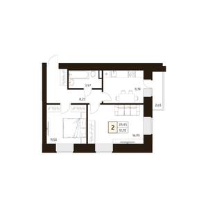 2-к квартира, вторичка, 52м2, 13/17 этаж