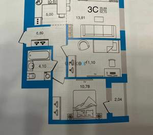 3-к квартира, вторичка, 53м2, 14/22 этаж