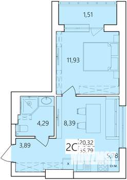 2-к квартира, строящийся дом, 36м2, 25/25 этаж