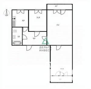 3-к квартира, вторичка, 61м2, 9/10 этаж