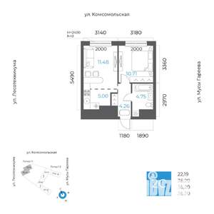 2-к квартира, вторичка, 36м2, 17/32 этаж