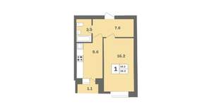 1-к квартира, вторичка, 38м2, 4/9 этаж