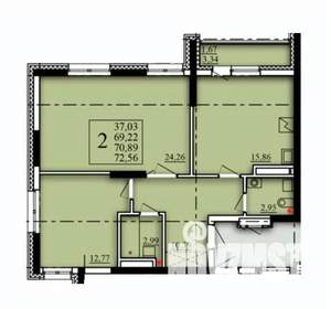 2-к квартира, вторичка, 71м2, 9/21 этаж