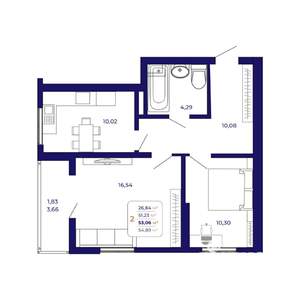 2-к квартира, вторичка, 53м2, 24/25 этаж