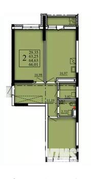 2-к квартира, вторичка, 65м2, 17/21 этаж