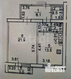 1-к квартира, вторичка, 49м2, 4/5 этаж