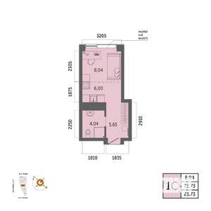 1-к квартира, вторичка, 24м2, 31/32 этаж