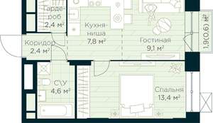 1-к квартира, вторичка, 40м2, 6/30 этаж
