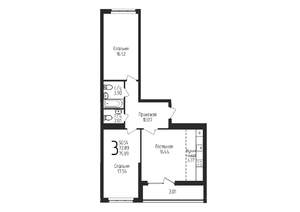3-к квартира, строящийся дом, 76м2, 2/25 этаж