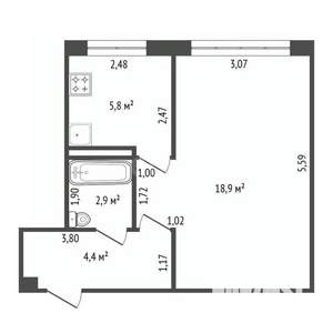 1-к квартира, вторичка, 32м2, 1/5 этаж