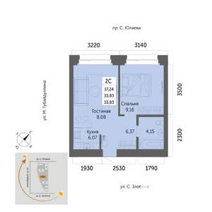 2-к квартира, вторичка, 34м2, 20/32 этаж
