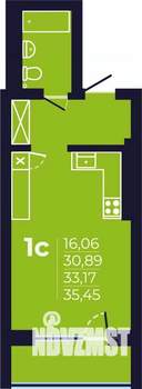 1-к квартира, строящийся дом, 33м2, 10/25 этаж