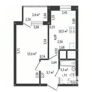 1-к квартира, вторичка, 35м2, 14/17 этаж