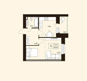 1-к квартира, вторичка, 40м2, 10/10 этаж