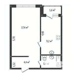 1-к квартира, вторичка, 36м2, 2/3 этаж