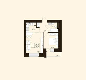 1-к квартира, вторичка, 38м2, 8/10 этаж