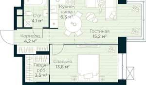 1-к квартира, вторичка, 47м2, 20/30 этаж
