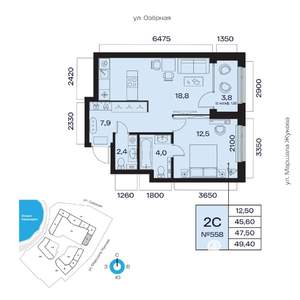 2-к квартира, вторичка, 48м2, 2/32 этаж