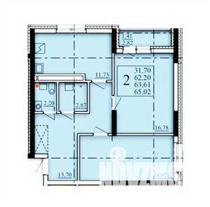 2-к квартира, строящийся дом, 64м2, 3/25 этаж