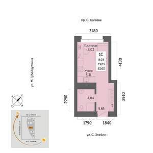1-к квартира, вторичка, 23м2, 16/32 этаж