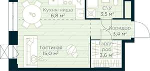 Студия квартира, вторичка, 32м2, 17/30 этаж