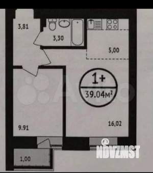 1-к квартира, вторичка, 38м2, 5/16 этаж