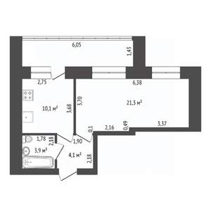 1-к квартира, вторичка, 48м2, 5/10 этаж