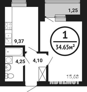 1-к квартира, вторичка, 35м2, 4/8 этаж