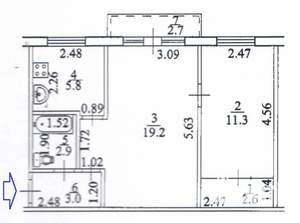 2-к квартира, вторичка, 45м2, 5/6 этаж