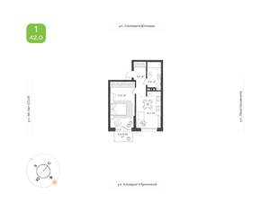 1-к квартира, вторичка, 42м2, 3/12 этаж