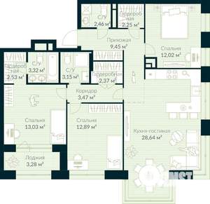3-к квартира, вторичка, 97м2, 9/10 этаж